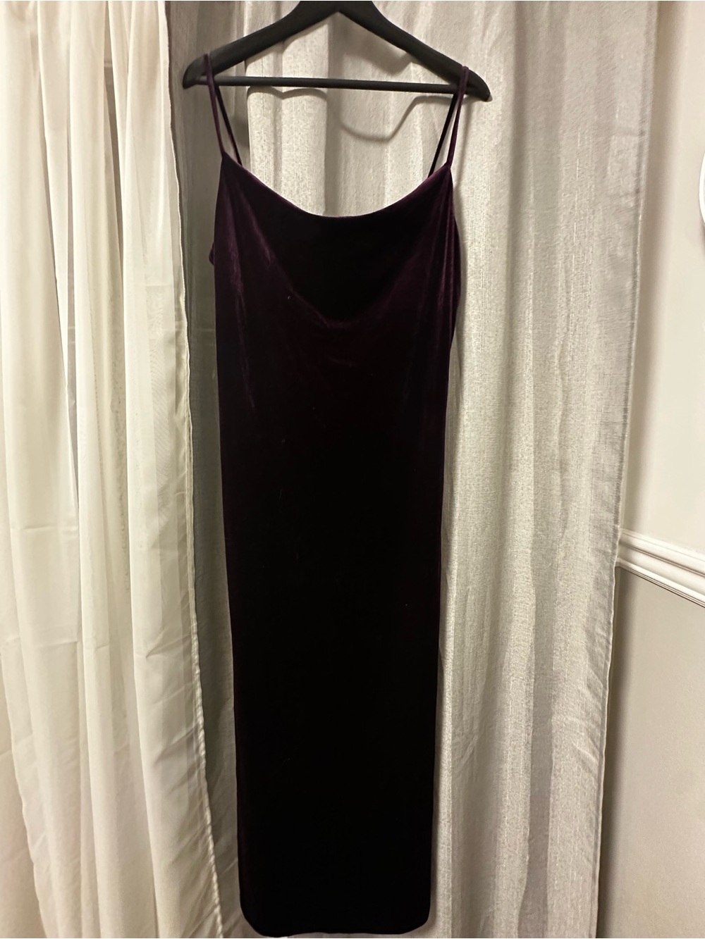 Azazie Velvet Cowl Slip Maxi Dress in Plum